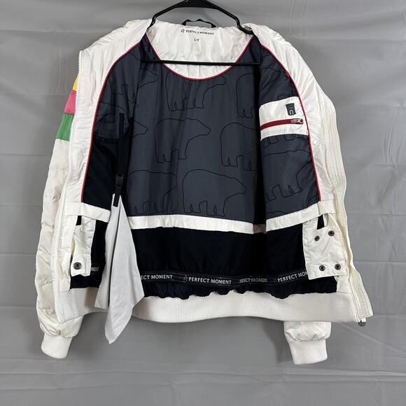 Perfect Moment Jacket Women Large Queenie Quilted Puffer Ski Rainbow Stripe Chic - Picture 9 of 16